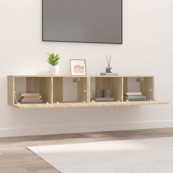 2 db sonoma tölgy szerelt fa TV-szekrény 80x30x30 cm
