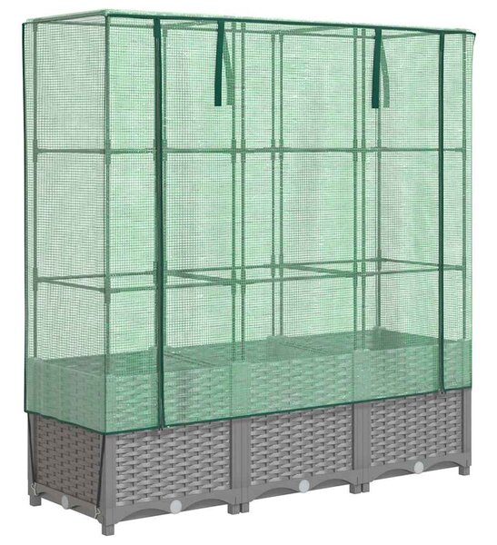 Rattan megjelenésű magaságyás melegháztakaróval 120x40x138 cm