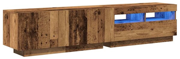 Antik fa színű szerelt fa TV-szekrény LED-ekkel 180x35x40 cm