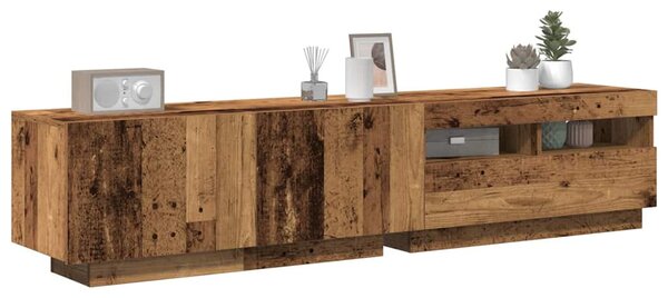 Antik fa színű szerelt fa TV-szekrény LED-ekkel 180x35x40 cm
