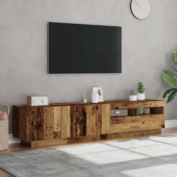 Antik fa színű szerelt fa TV-szekrény LED-ekkel 180x35x40 cm