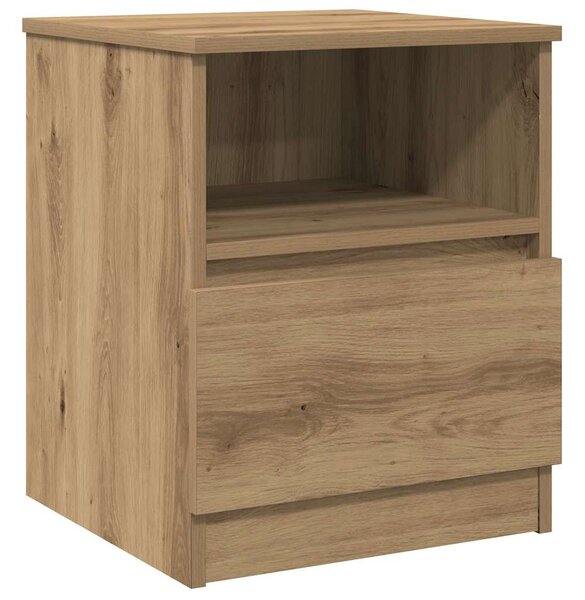 2 db kézműves tölgyszínű szerelt fa éjjeliszekrény 40x40x50 cm