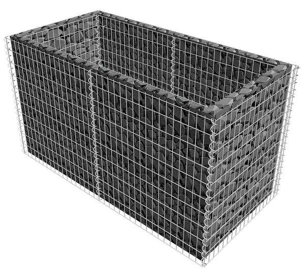 Ezüstszínű acél gabion magaságyás 180 x 90 x 100 cm