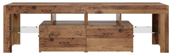 Antik fa színű szerelt fa TV-szekrény LED-ekkel 140x36,5x40 cm