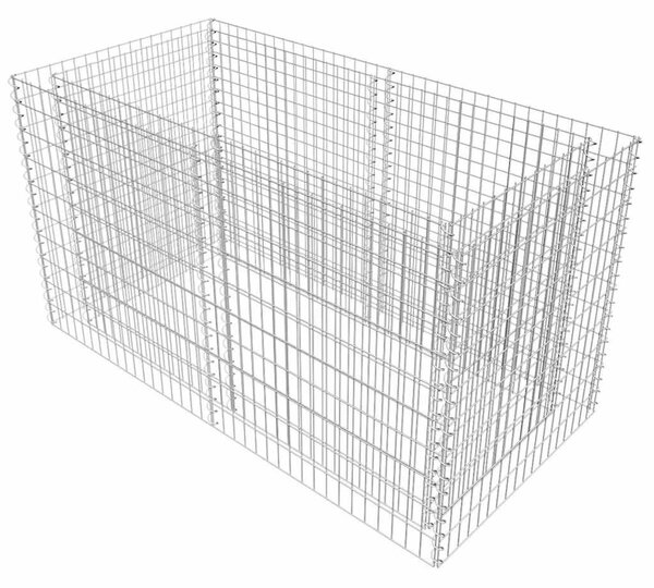 Ezüstszínű acél gabion magaságyás 180 x 90 x 100 cm