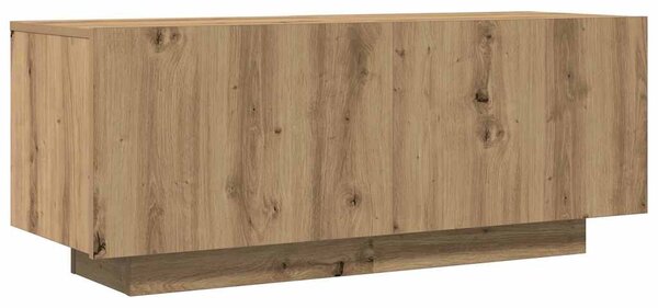 Kézműves tölgy színű szerelt fa TV-szekrény 100 x 35 x 40 cm