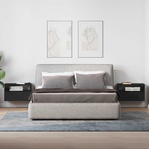 2 db fekete falra szerelhető éjjeliszekrény 45 x 26 x 28,5 cm