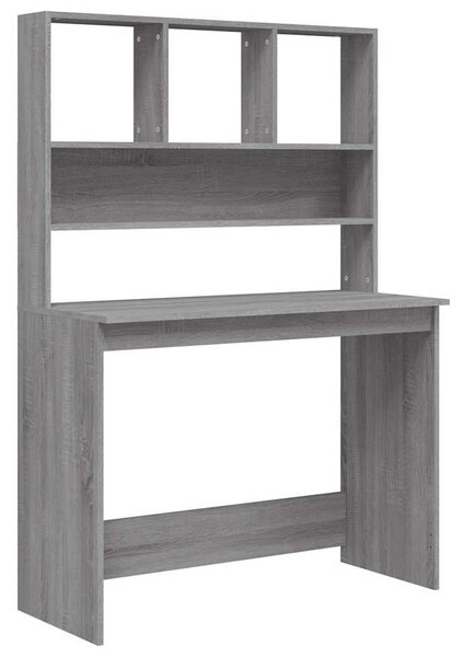Szürke sonoma színű szerelt fa íróasztal polcokkal 102x45x148cm