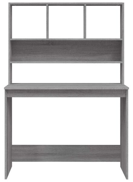 Szürke sonoma színű szerelt fa íróasztal polcokkal 102x45x148cm