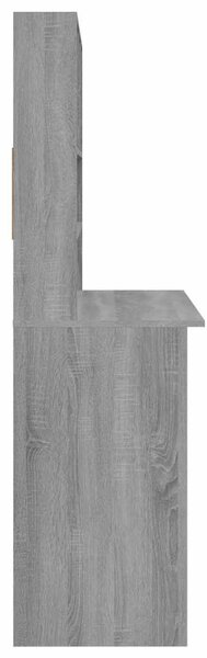 Szürke sonoma színű szerelt fa íróasztal polcokkal 102x45x148cm