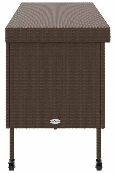 Barna polyrattan kerti tárolóláda kerekekkel 160x55x75 cm
