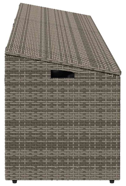 Szürke polyrattan kerti tárolóláda 220x50x58 cm
