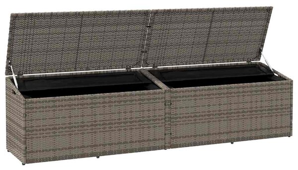 Szürke polyrattan kerti tárolóláda 220x50x58 cm