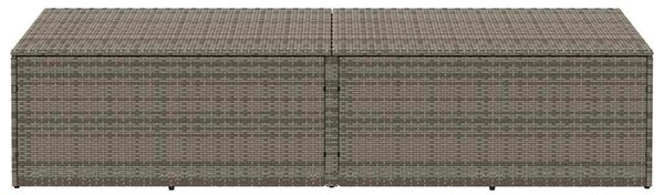 Szürke polyrattan kerti tárolóláda 220x50x58 cm