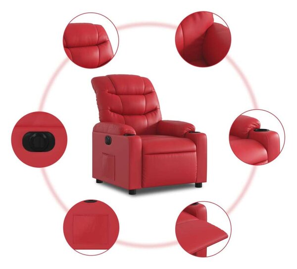 VidaXL piros műbőr elektromos dönthető fotel