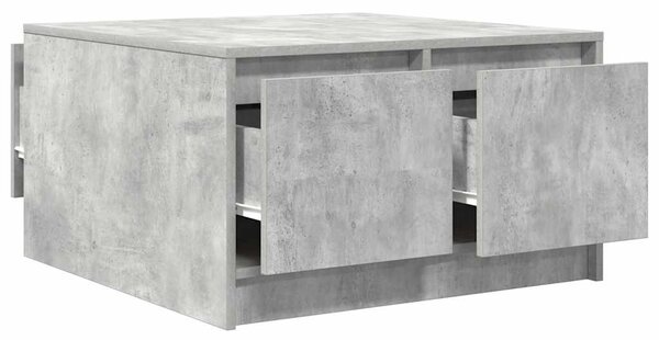 Betonszürke dohányzóasztal fiókokkal 70,5x70x40 cm