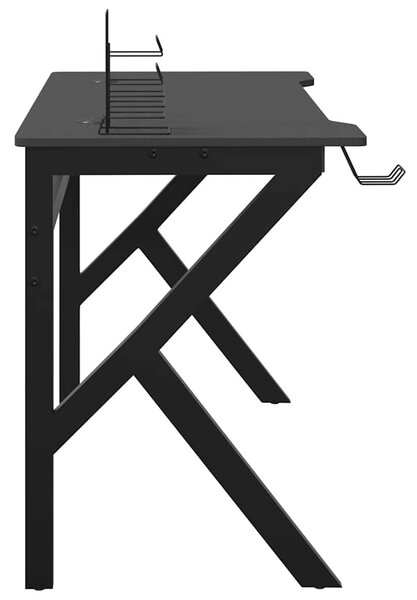 Fekete K-lábú gamer asztal 110 x 60 x 75 cm