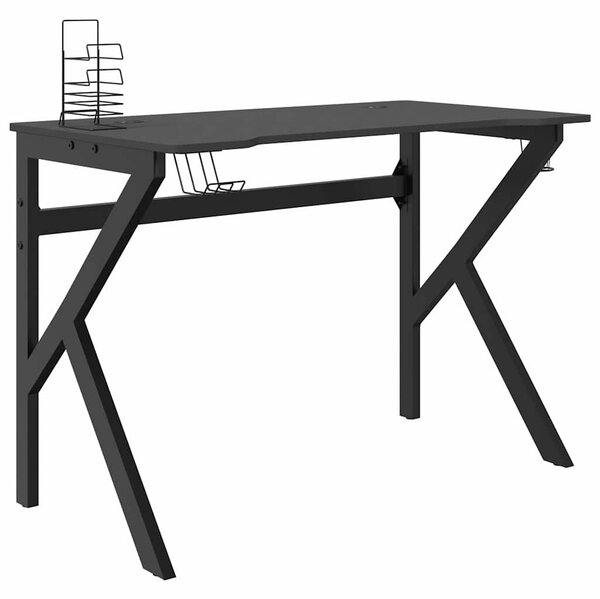 Fekete K-lábú gamer asztal 110 x 60 x 75 cm