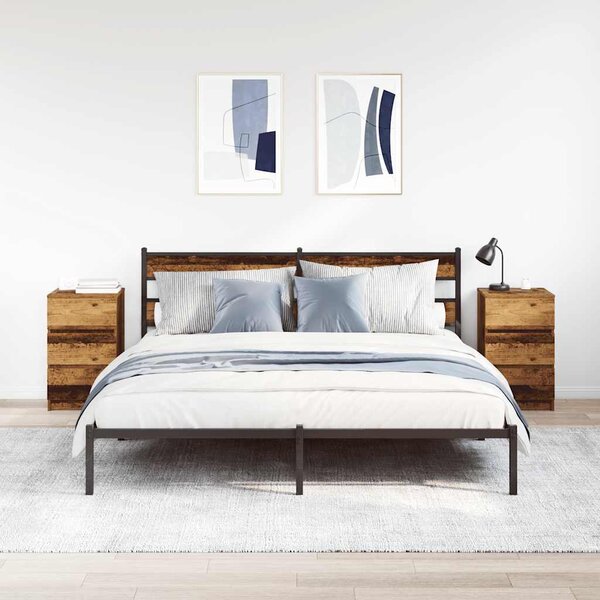 2 db antik fa éjjeliszekrények 3 fiókkal 39x35x65 cm