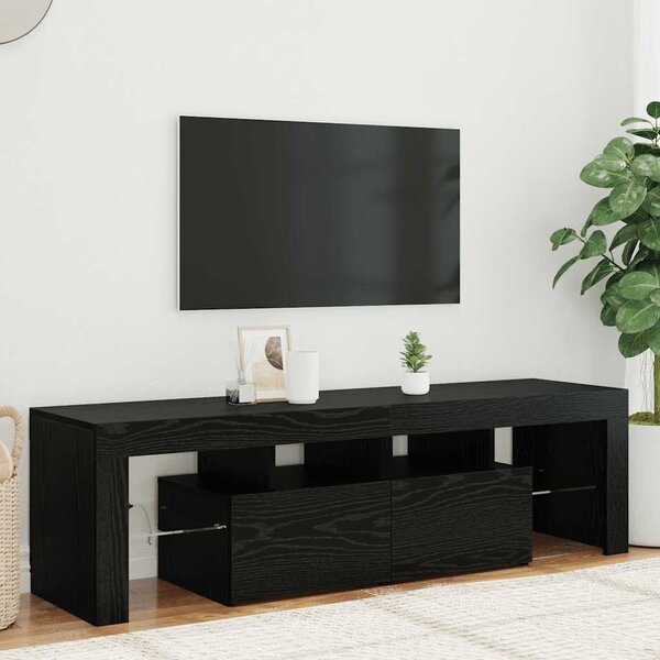 Fekete tölgy szerelt fa TV-szekrény LED-ekkel 140x36,5x40 cm