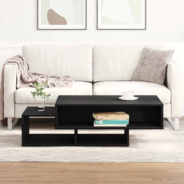 Fekete tölgyszínű szerelt fa dohányzóasztal 105x55x32 cm