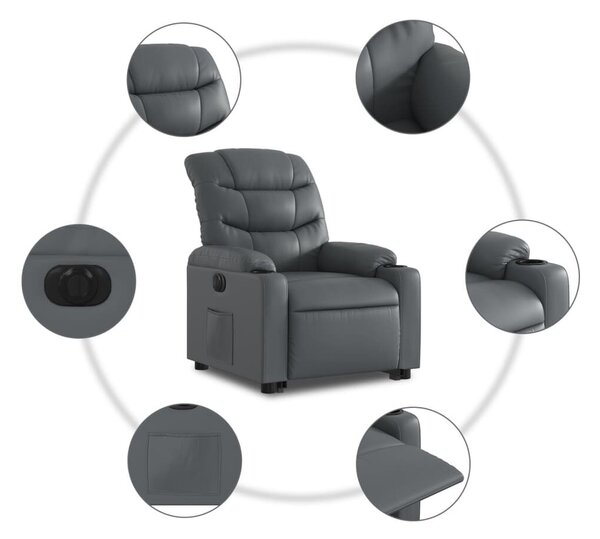 VidaXL Elektromos Dönthető Fotel - Szürke Műbőr