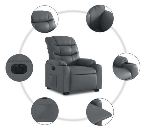 VidaXL Elektromos Dönthető Fotel - Szürke Műbőr