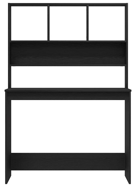 Fekete tölgy szerelt fa íróasztal polcokkal 102 x 45 x 148 cm