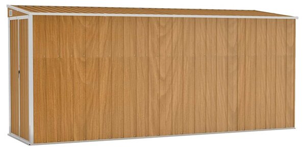 Barna színű, falra szerelhető kerti fészer 118 x 382 x 178 cm horganyzott acélból