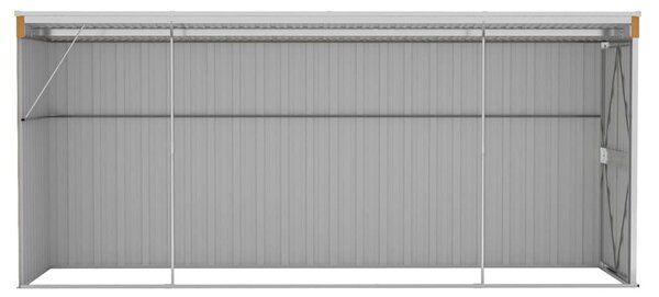 Barna színű, falra szerelhető kerti fészer 118 x 382 x 178 cm horganyzott acélból