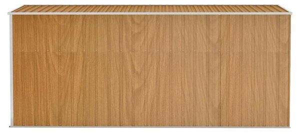 Barna színű, falra szerelhető kerti fészer 118 x 382 x 178 cm horganyzott acélból