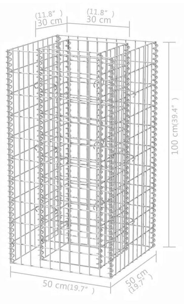 Acél gabion magaságyás 50 x 50 x 100 cm
