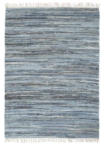VidaXL kék, kézzel szőtt farmervászon Chindi szőnyeg 120 x 170 cm