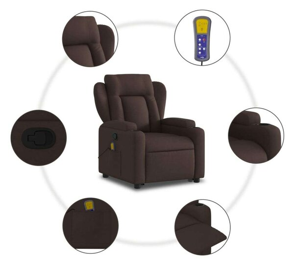 VidaXL sötétbarna szövet dönthető masszázs- és állófotel