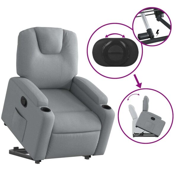 VidaXL Elektromos Fotel Felállássegítővel - Világosszürke