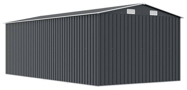 Antracitszürke fém kerti fészer 257 x 489 x 181 cm