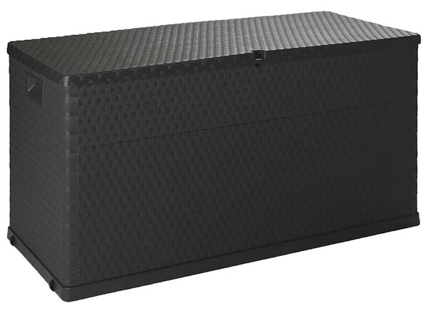 Antracitszürke PP rattan kerti tárolóláda 120 x 56 x 63 cm