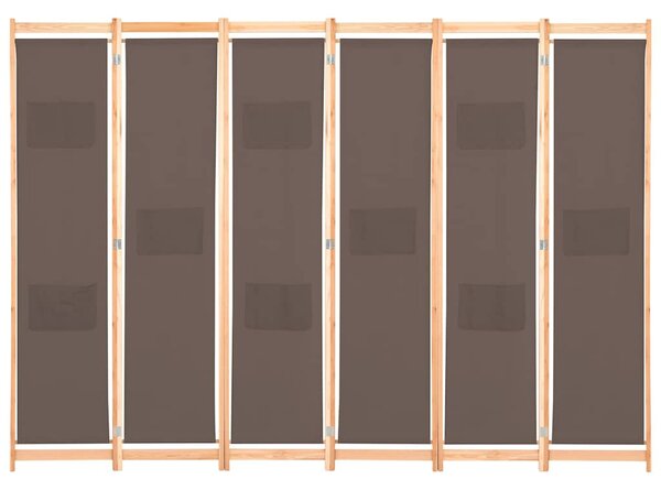 Barna 6-paneles szövetparaván 240 x 170 x 4 cm