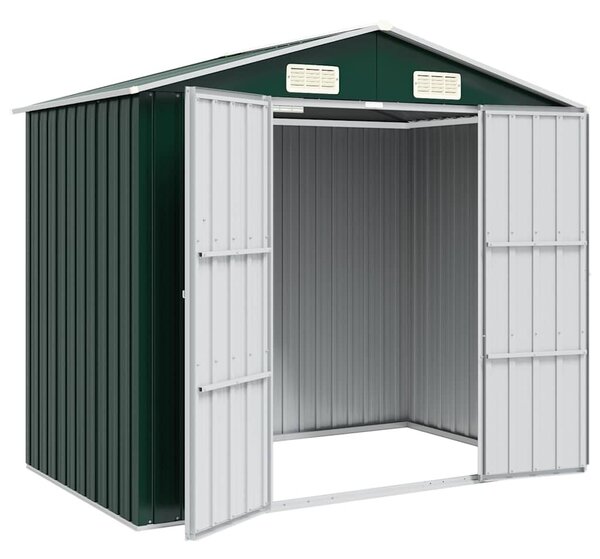 Zöld horganyzott acél kerti fészer 205 x 129 x 183 cm