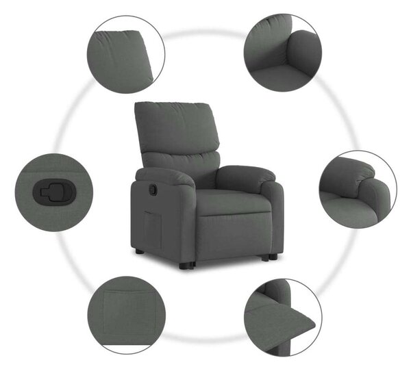 Elektromos Emelő Fotel - Sötétszürke Szövet