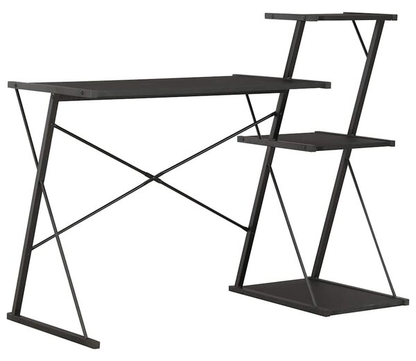 Fekete íróasztal polccal 116 x 50 x 93 cm
