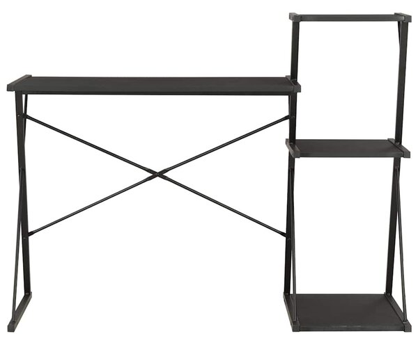 Fekete íróasztal polccal 116 x 50 x 93 cm