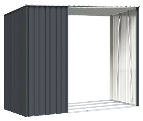 Antracitszürke horganyzott acél kerti tűzifatároló 245x98x159cm