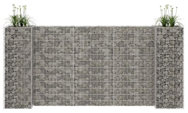H alakú acéldrót virágtartó gabion 260 x 40 x 120 cm