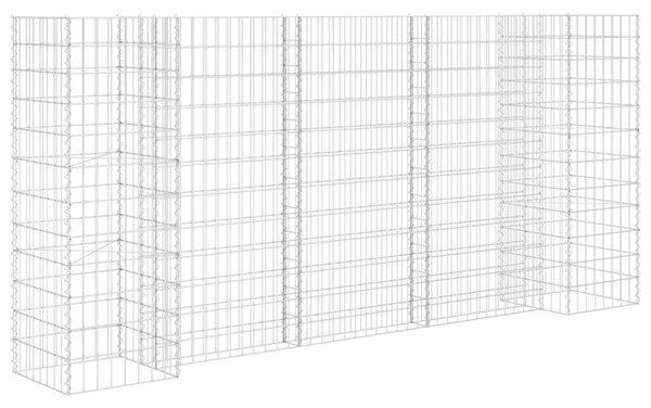H alakú acéldrót virágtartó gabion 260 x 40 x 120 cm