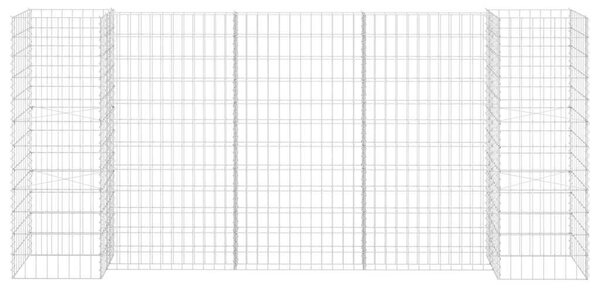 H alakú acéldrót virágtartó gabion 260 x 40 x 120 cm