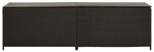 Barna polyrattan kerti tárolóláda 200 x 50 x 60 cm