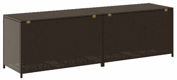 Barna polyrattan kerti tárolóláda 200 x 50 x 60 cm