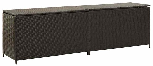 Barna polyrattan kerti tárolóláda 200 x 50 x 60 cm