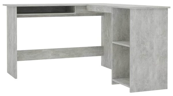 Betonszürke szerelt fa L-alakú sarok-íróasztal 120x140x75 cm